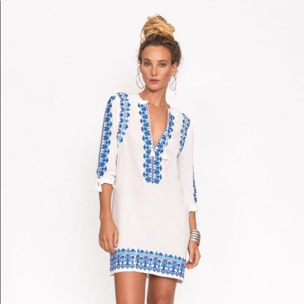 NEW! Spell Santorini Embroidered Tunic Dress